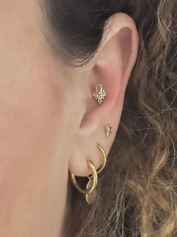 Teratai Topaas Flatback Piercing 14K Goldplated-1 ST.