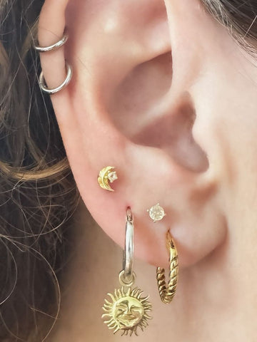 Bulan Maansteen Flatback Piercing 14K Goldplated-1 ST.