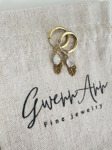 Ghadeem Maansteen Oorbellen - 14K Goldplated
