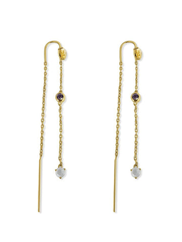 Rangheen Multistone Doortrek Oorbellen - 14K Goldplated