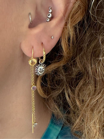 Rangheen Multistone Doortrek Oorbellen - 14K Goldplated