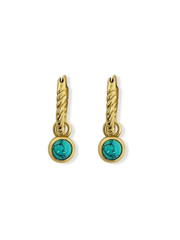 Aankh Turquoise Oorbellen - 14K Goldplated