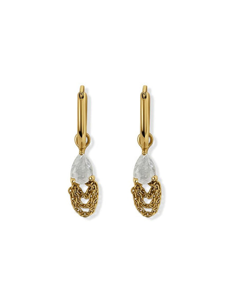 Ghadeem Maansteen Oorbellen - 14K Goldplated
