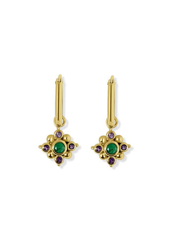 Phool Multistone Oorbellen - 14K Goldplated