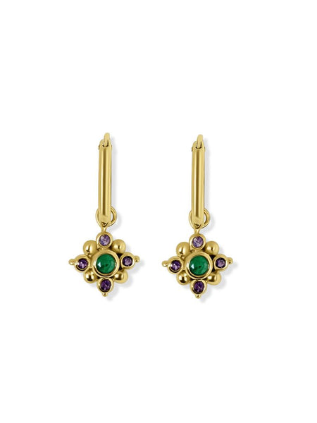 Phool Multistone Oorbellen - 14K Goldplated
