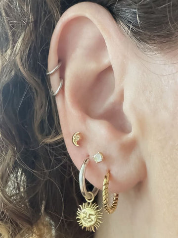 Bulan Maansteen Flatback Piercing 14K Goldplated-1 ST.