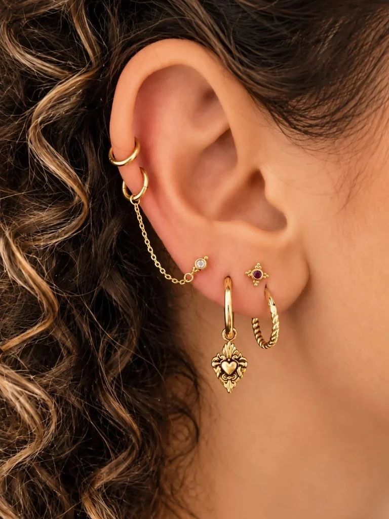 Benang Topaas Flatback Piercing 14K Goldplated-1 ST.