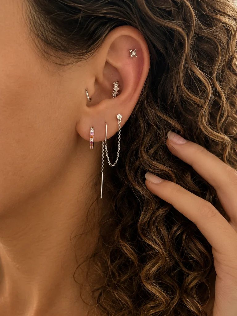 Moon Flatback Piercing 14K Massief Goud-1ST.