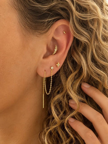 Bunga Witte Topaas Flatback Piercing 14K Goldplated-1 ST.