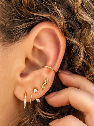 Daun Opaal Flatback Piercing 14K Goldplated-1 ST.
