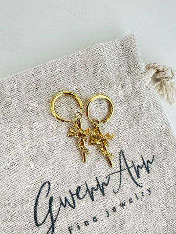 Dusasee Kruis Oorbellen - 14K Goldplated