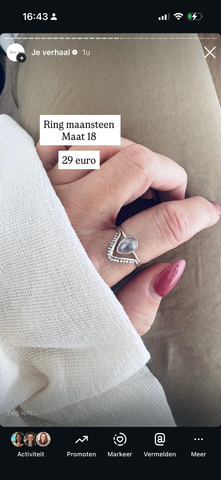 Ring maansteen 18 v