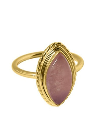 Lembut Lila Jade Ring - 925 Sterling Zilver 14K Verguld Goud