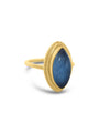 Lembut Blauwe Chalcedoon Ring - 925 Sterling Zilver 14K Verguld Goud