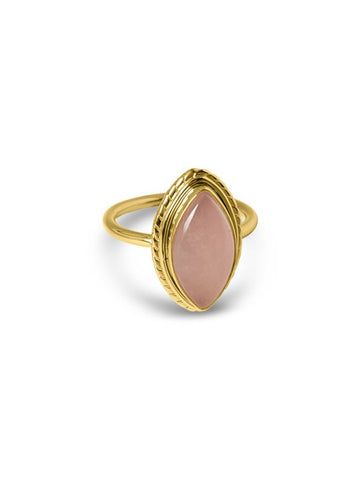 Lembut roze Jade Ring - 925 Sterling Zilver 14K Verguld Goud