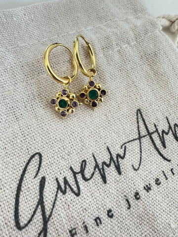 Phool Multistone Oorbellen - 14K Goldplated
