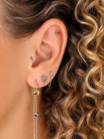 Teratai Blauwe Topaas Flatback Piercing-1 ST.