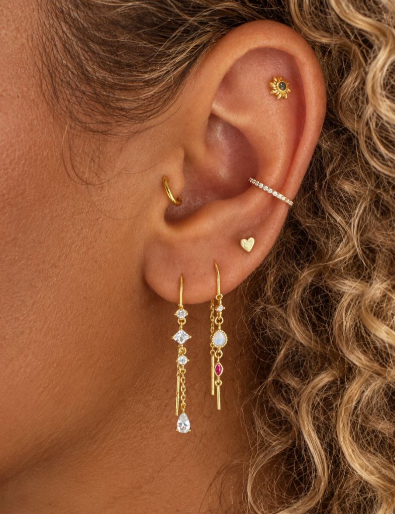 Vieve Zilveren Zirkonia Oorbel 14K Goldplated - 1 ST.