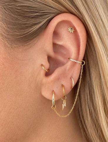 Taiyang Citrien Flatback Piercing 14K Goldplated-1 ST.