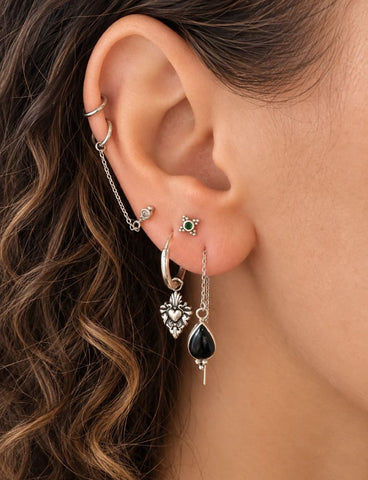 Hitam Onyx Zilveren Oorbellen