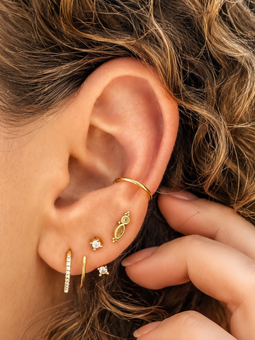 Daun Opaal Flatback Piercing 14K Goldplated-1 ST.