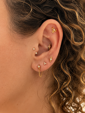Luna Labradoriet Flatback Piercing 14K Goldplated-1 ST.
