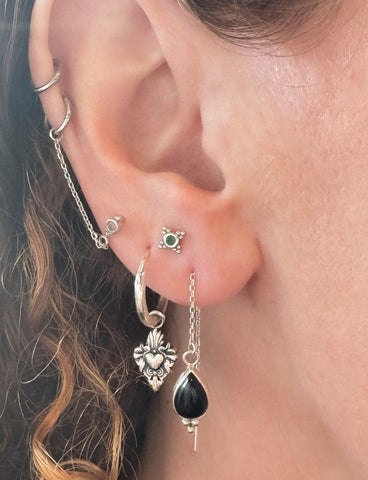 Hitam Onyx Zilveren Oorbellen