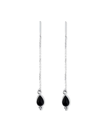 Hitam Onyx Zilveren Oorbellen