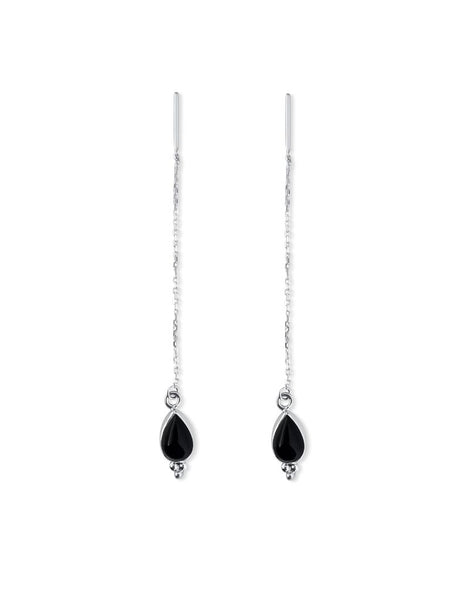 Hitam Onyx Zilveren Oorbellen