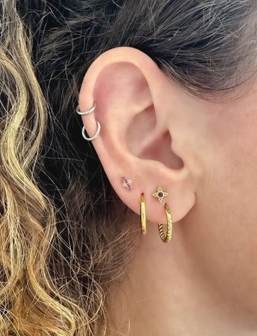 Mian Amethist Flatback Piercing 14K Goldplated 1 ST.