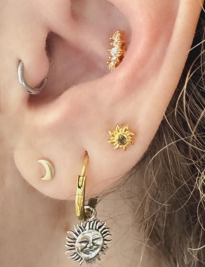 Taiyang Citrien Flatback Piercing 14K Goldplated-1 ST.