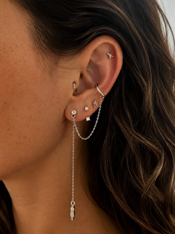Aurelia Opaal Witte Topaas Flatback Threader Piercing-1 ST.
