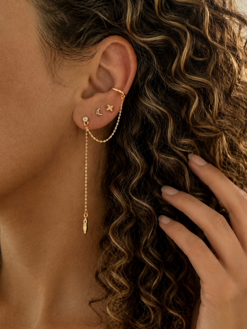 Aurelia Opaal Witte Topaas Flatback Piercing 14K Goldplated-1 ST.