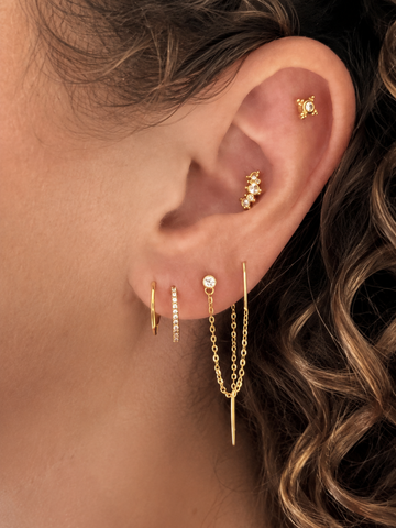 Elara Witte Topaas Flatback Piercing 14K Goldplated-1 ST.
