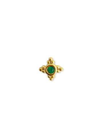 Bunga Groene Onyx Flatback Piercing 14K Goldplated-1 ST.
