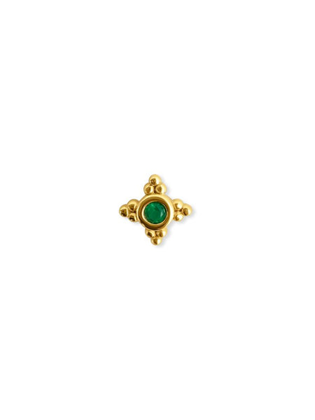 Bunga Groene Onyx Flatback Piercing 14K Goldplated-1 ST.