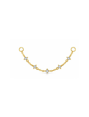 Ravi Zilveren Chain Zirkonia Connector 14K Goldplated - 1 ST.
