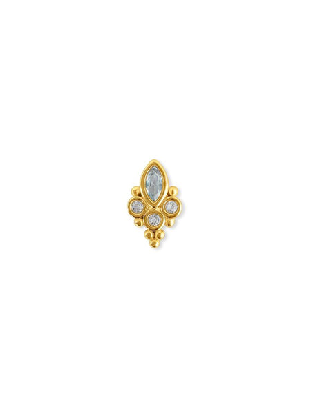 Teratai Topaas Flatback Piercing 14K Goldplated-1 ST.
