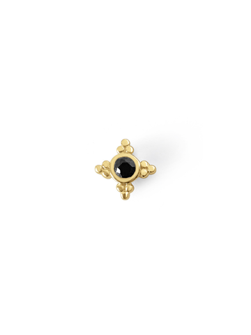 Bunga Zwarte Onyx Flatback Piercing 14K Goldplated-1 ST.
