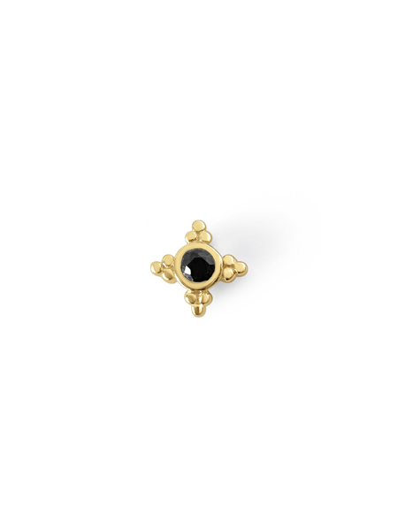 Bunga Zwarte Onyx Flatback Piercing 14K Goldplated-1 ST.
