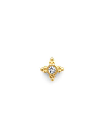 Bunga Witte Topaas Flatback Piercing 14K Goldplated-1 ST.