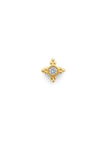 Bunga Witte Topaas Flatback Piercing 14K Goldplated-1 ST.