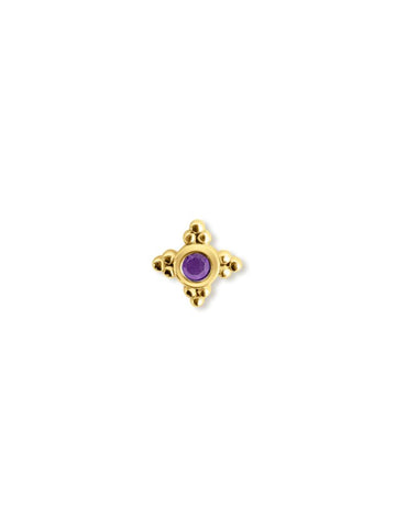 Bunga Amethist Flatback Piercing 14K Goldplated-1 ST.