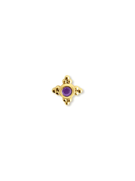 Bunga Amethist Flatback Piercing 14K Goldplated-1 ST.