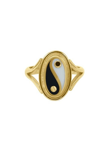 Classic Yin Yang Ring - 925 Sterling Zilver 14K Verguld Goud