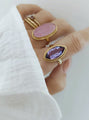 Chamak Amethyst Ring - 925 Sterling Zilver 14K Verguld Goud