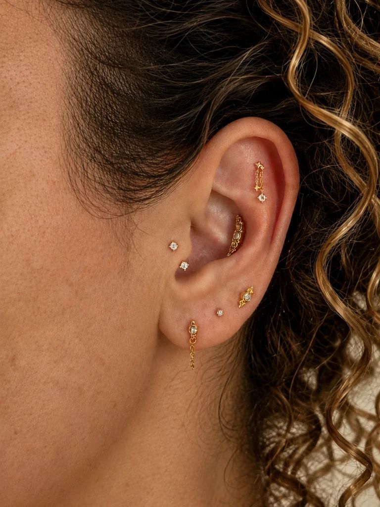 Yume Maansteen Flatback Piercing 14K Goldplated-1 ST.