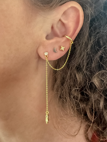 Bunga Witte Topaas Flatback Piercing 14K Goldplated-1 ST.