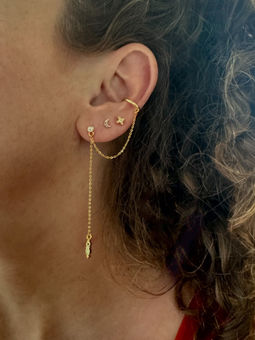 Bunga Witte Topaas Flatback Piercing 14K Goldplated-1 ST.