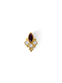 Teratai Rode Granaat Piercing 14K Goldplated-1 ST.